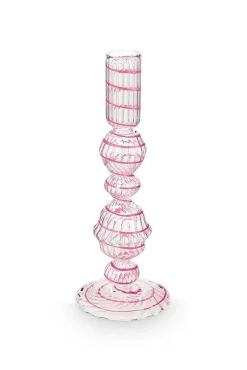 Pip Studio Lyhdyt Ja Kynttilänjalat*kynttilänjalka lasia Swirl M 22 cm Pink