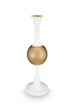 Pip Studio Lyhdyt Ja Kynttilänjalat*kynttilänjalka Metal Sphere 37 cm White-Gold
