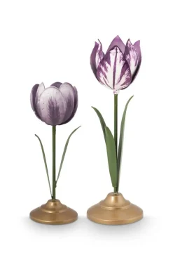 Pip Studio Lyhdyt Ja Kynttilänjalat*kynttilänjalkasetti Metal Lilac