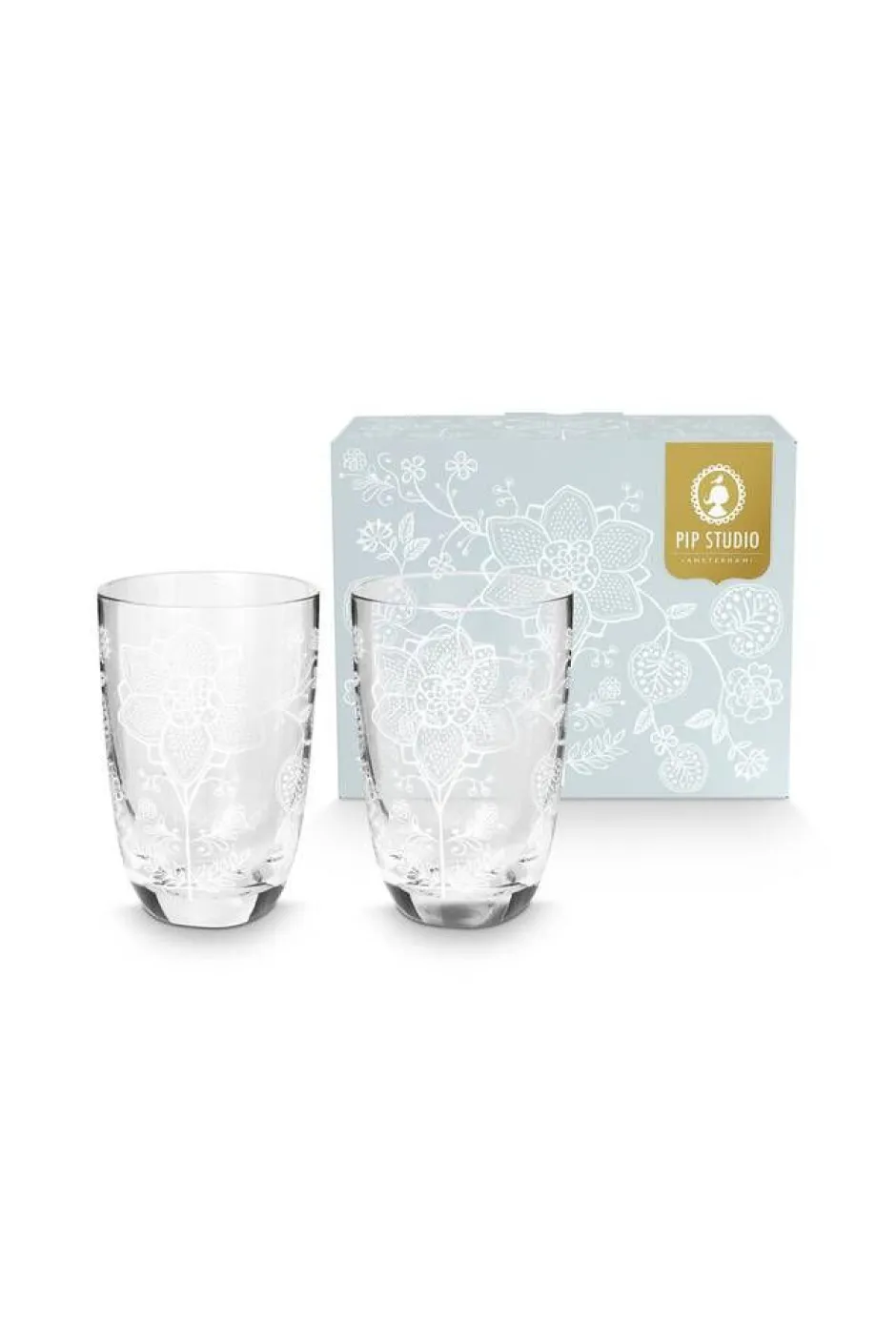 Pip Studio Astiat*longdrinklasi Flower White 400 ml 2 kpl