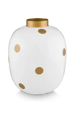 Pip Studio Maljakot Ja Ruukut*maljakko Metal Dots 32 cm White-Gold