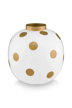 Pip Studio Maljakot Ja Ruukut*maljakko Metal Dots 23 cm White-Gold