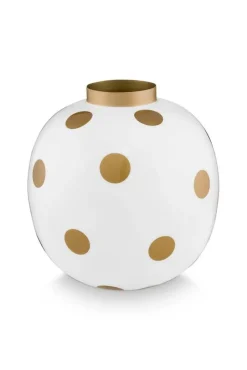 Pip Studio Maljakot Ja Ruukut*maljakko Metal Dots 23 cm White-Gold