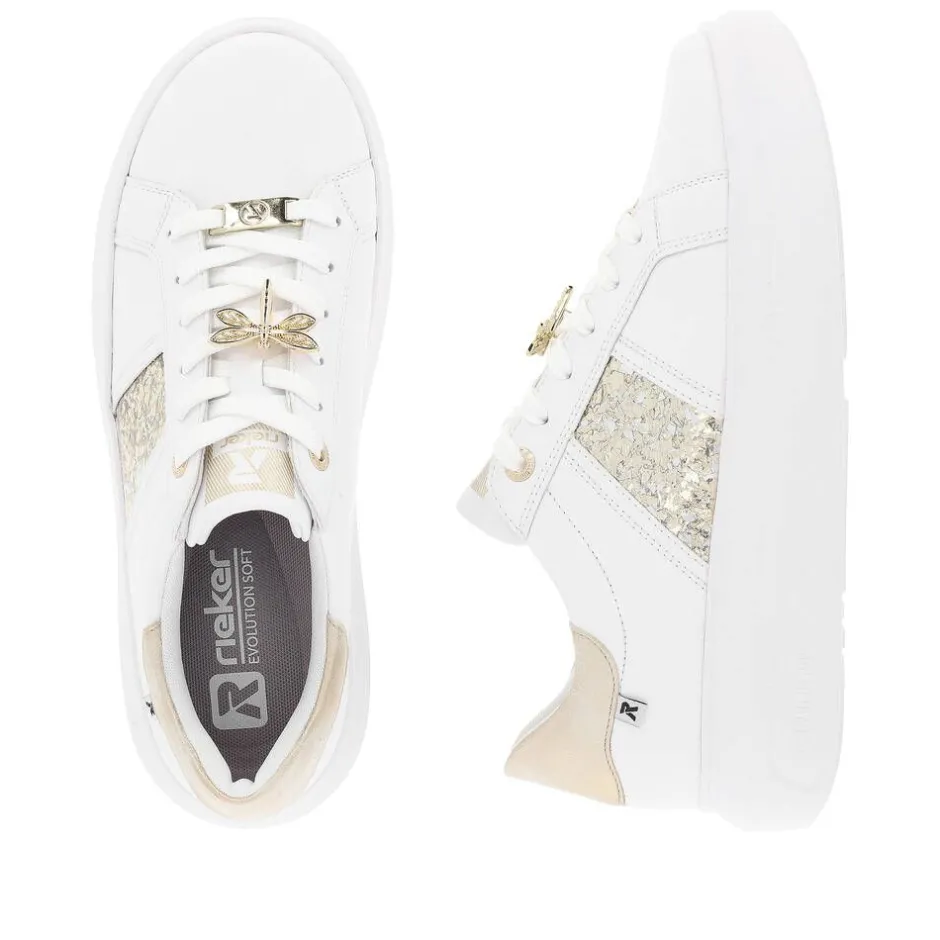 Rieker R-Evolution Tennarit Ja Sneakerit*sneakerit W1202-82 82 Weiss / Muschel / Gold-Silber
