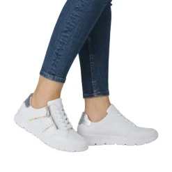Rieker Tennarit Ja Sneakerit|Kävelykengät*tennarit N1313-80 Weiss Silber 80 Weiss/silber/weiss