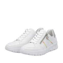 Rieker Tennarit Ja Sneakerit|Kävelykengät*tennarit N1313-80 Weiss Silber 80 Weiss/silber/weiss