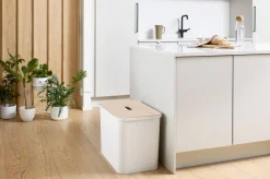 Smartstore Paperikorit Ja Roska-Astiat*Collect lajitteluastia vanerikannella 76 L  valkoinen