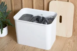 Smartstore Paperikorit Ja Roska-Astiat*Collect lajitteluastiasetti vanerikannella 76 L valkoinen
