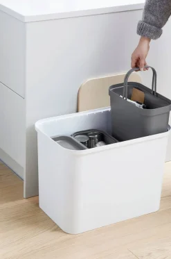 Smartstore Paperikorit Ja Roska-Astiat*Collect lajitteluastiasetti vanerikannella 76 L valkoinen