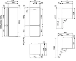 Smeg Jääkaapit Ja Pakastimet*Coloniale jääkaappipakastin 70 cm FA8005LPO5 kerma vasen