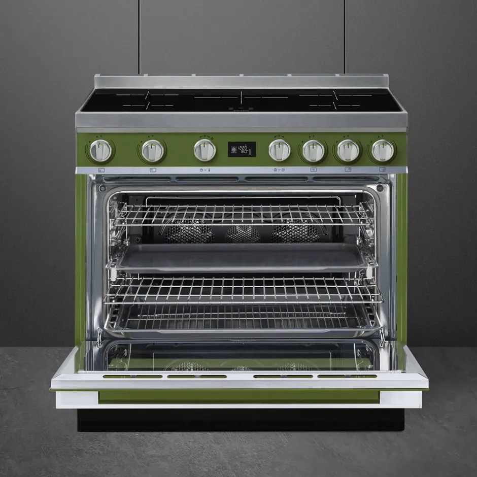 Smeg Uunit Ja Liedet*induktioliesi monitoimiuunilla CPF9IPOG Portofino vihreä