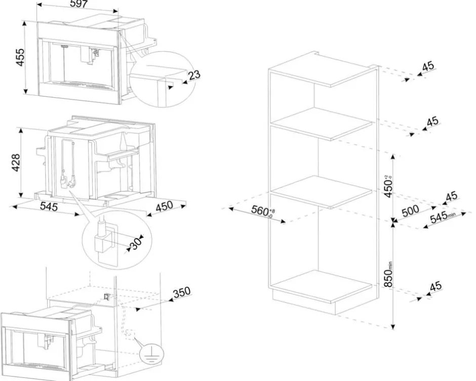 Smeg Kahvi Ja Kuumat Juomat*kahvikone CMS4303X integroitava teräs