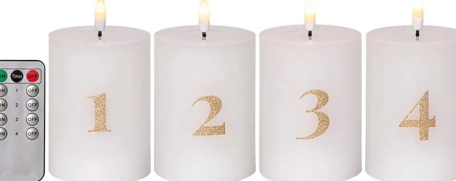 Star Trading Koriste- Ja Kausivalot*LED-kynttilä Flamme Advent valkoinen 4 kpl