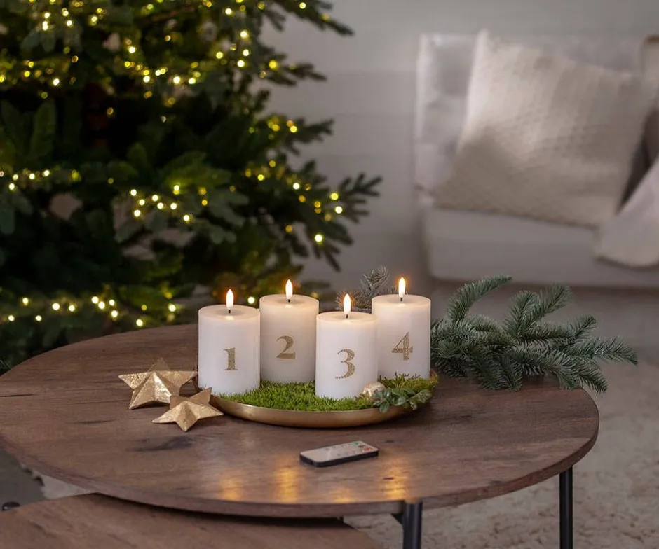 Star Trading Koriste- Ja Kausivalot*LED-kynttilä Flamme Advent valkoinen 4 kpl