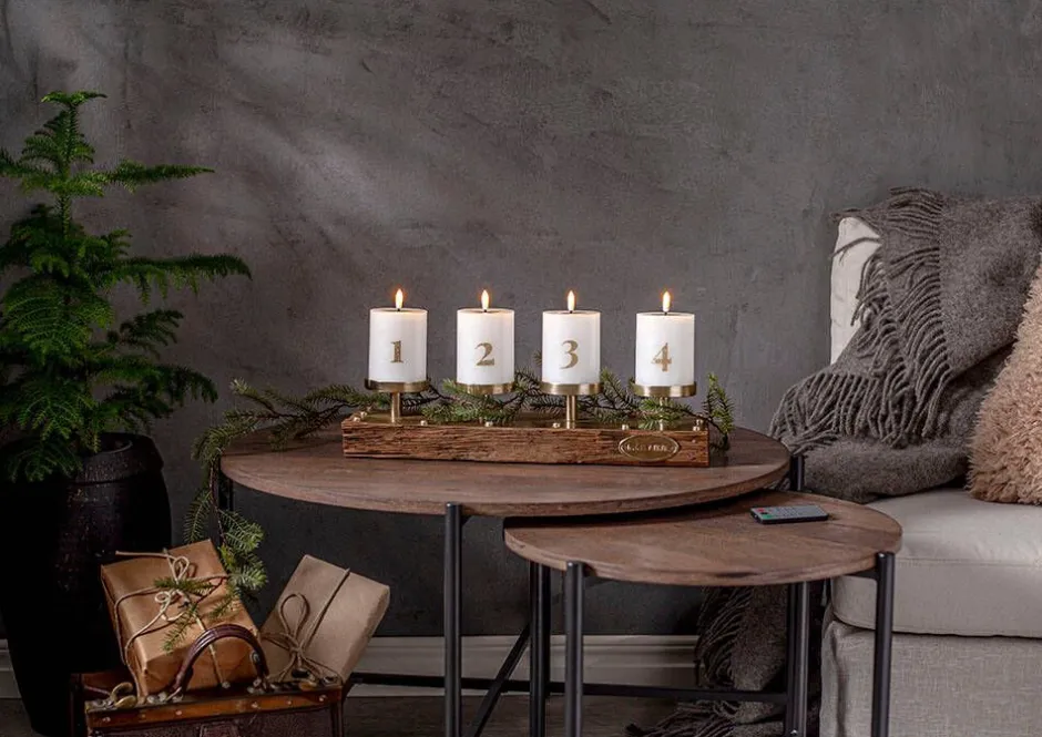 Star Trading Koriste- Ja Kausivalot*LED-kynttilä Flamme Advent valkoinen 4 kpl