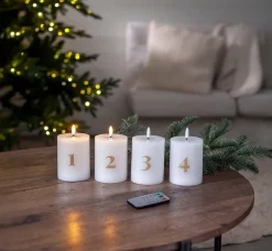 Star Trading Koriste- Ja Kausivalot*LED-kynttilä Flamme Advent valkoinen 4 kpl