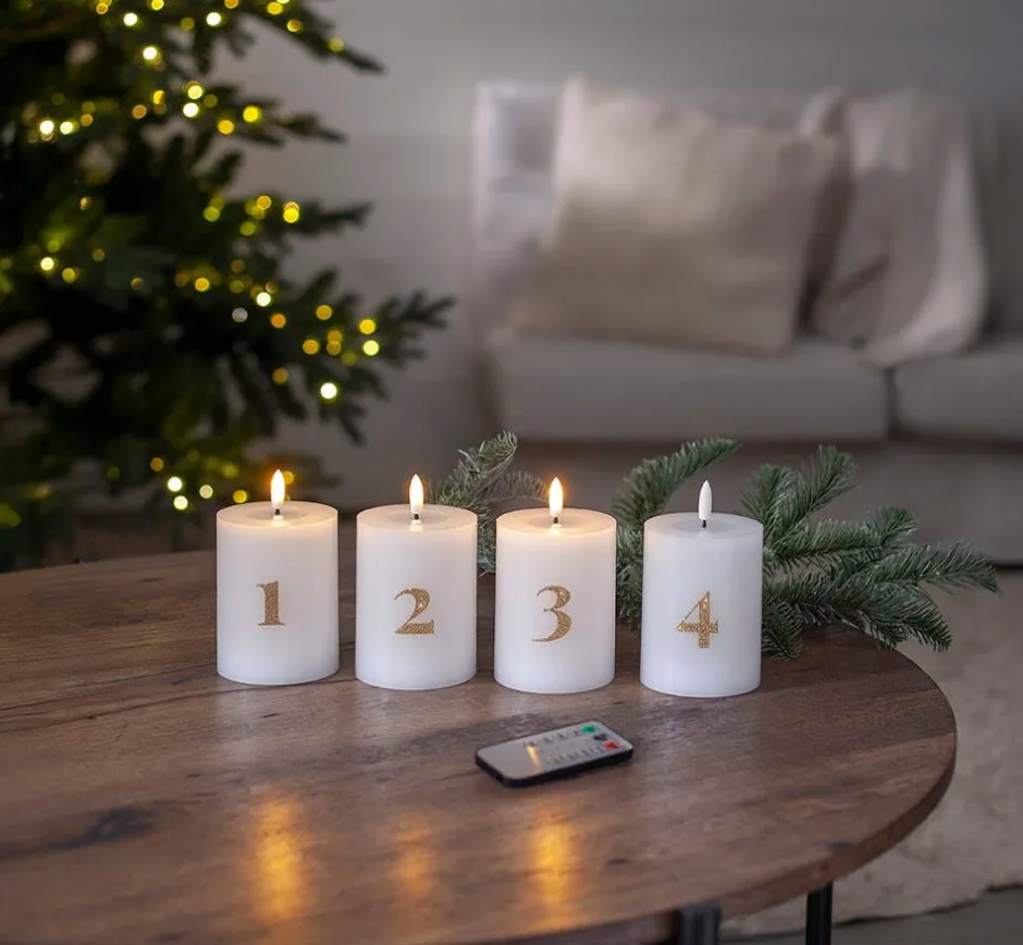 Star Trading Koriste- Ja Kausivalot*LED-kynttilä Flamme Advent valkoinen 4 kpl