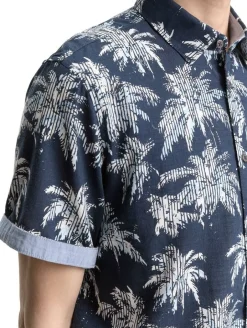 Tom Tailor Kauluspaidat*paita SS 1046085 37972 Navy Blue Palm Stripe Design
