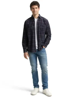 Tom Tailor Kauluspaidat*samettipaita 1048427 38918 Navy red cord check