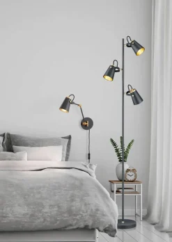 Trio Lighting Sisustusvalaisimet*lattiavalaisin Edward 3xE14 mattamusta/kulta