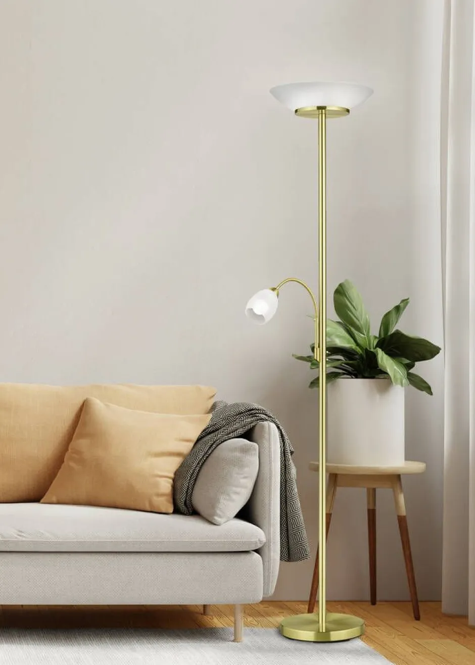 Trio Lighting Sisustusvalaisimet*lattiavalaisin Gerry E27+E14 mattamessinki
