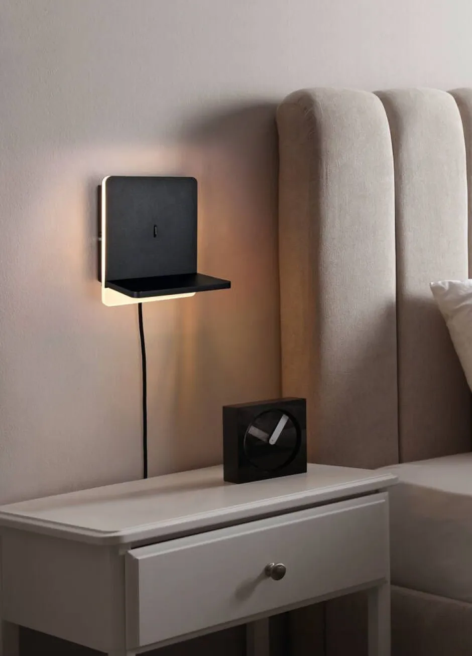 Trio Lighting Sisustusvalaisimet*LED seinävalaisin Fairfield mattamusta latausa