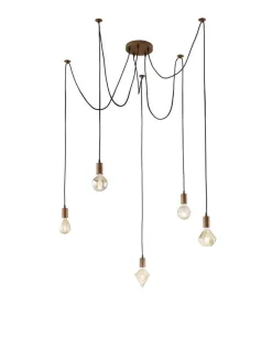 Trio Lighting Sisustusvalaisimet*riippuvalaisin Cord 5-os E27 antiikkikupari