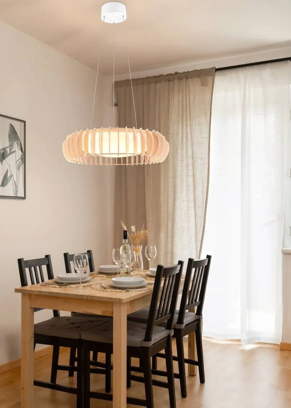 Trio Lighting Sisustusvalaisimet*riippuvalaisin Monte LED 60 cm valkoinen/puu