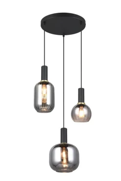 Trio Lighting Sisustusvalaisimet*riippuvalaisin Diva 3-os E27 mattamusta/kromat