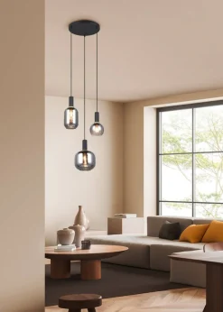 Trio Lighting Sisustusvalaisimet*riippuvalaisin Diva 3-os E27 mattamusta/kromat