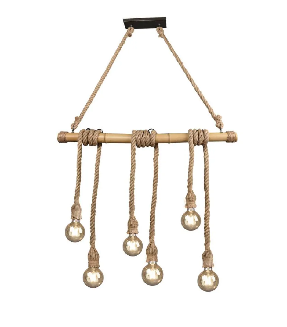 Trio Lighting Sisustusvalaisimet*riippuvalaisin Wilma 6xE27 bambu/sisal