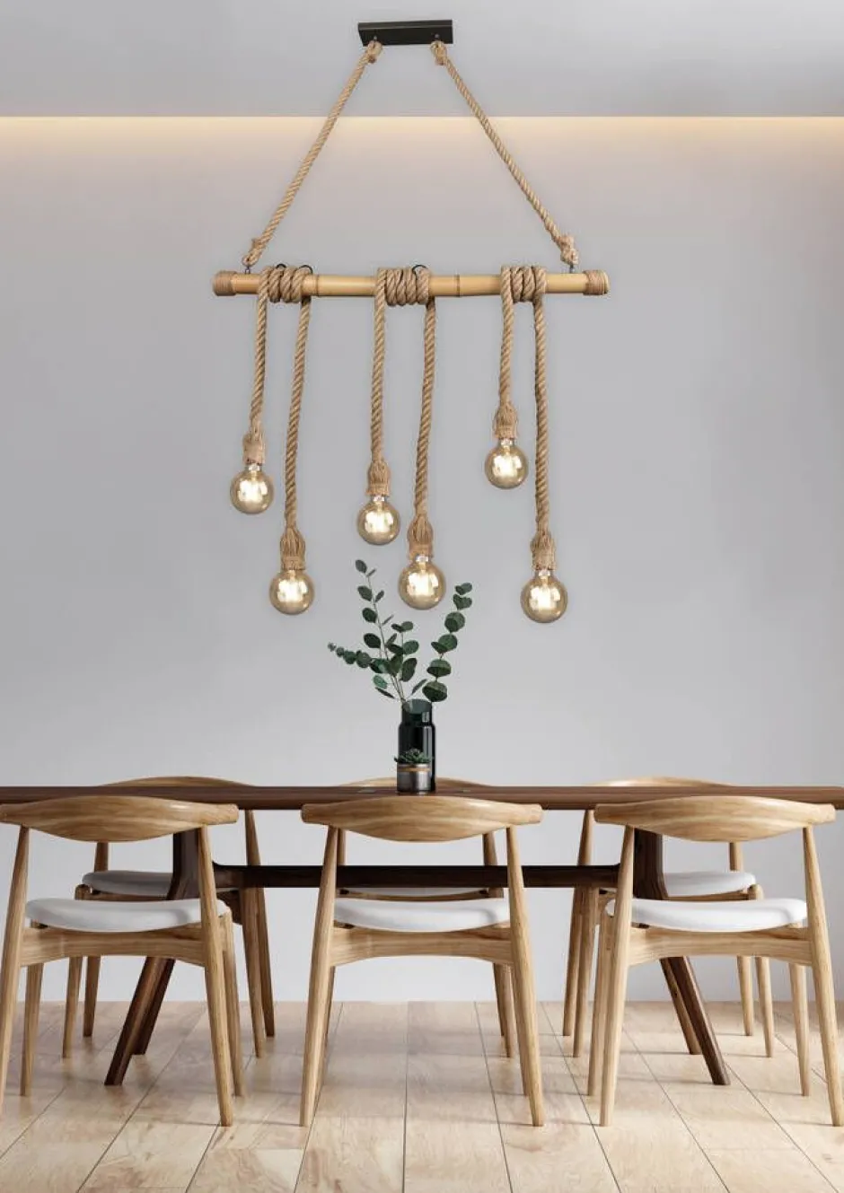 Trio Lighting Sisustusvalaisimet*riippuvalaisin Wilma 6xE27 bambu/sisal