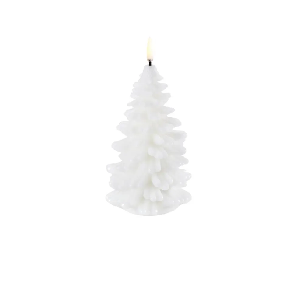 Uyuni Koriste- Ja Kausivalot*LED kynttilä kuusi 11x18 cm valkea smooth