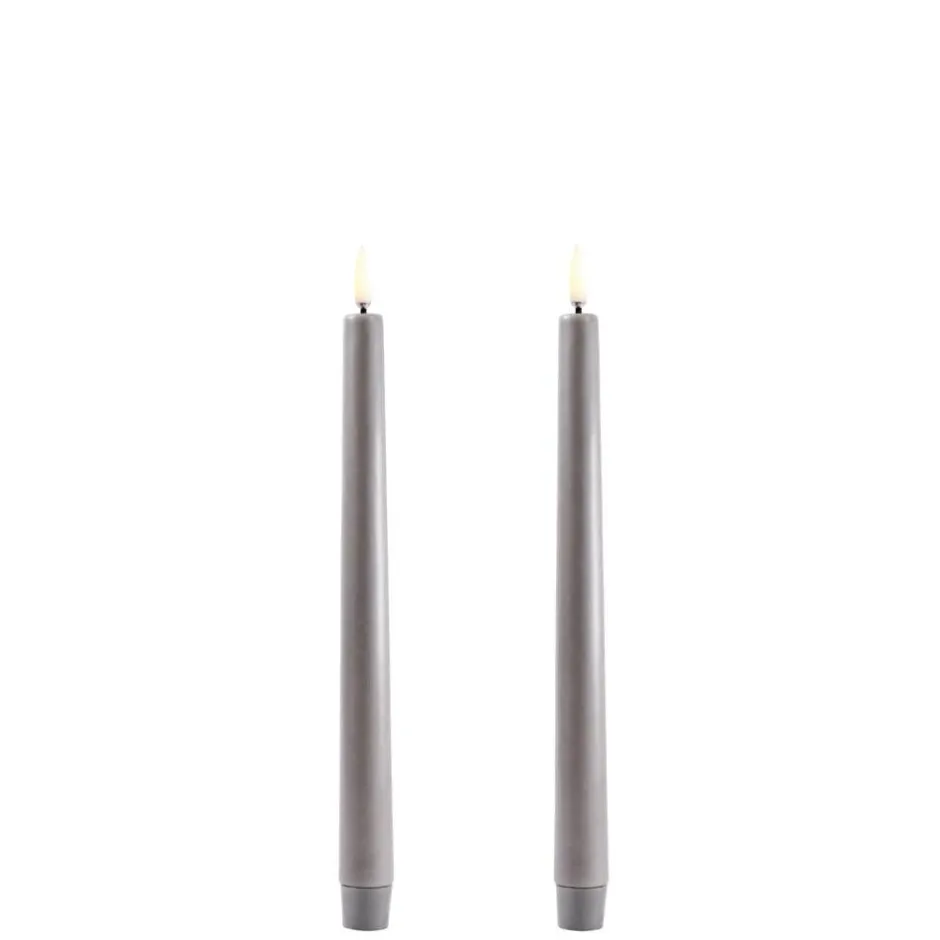 Uyuni Koriste- Ja Kausivalot*LED kynttilä 2,3x25 cm harmaa smooth 2 kpl