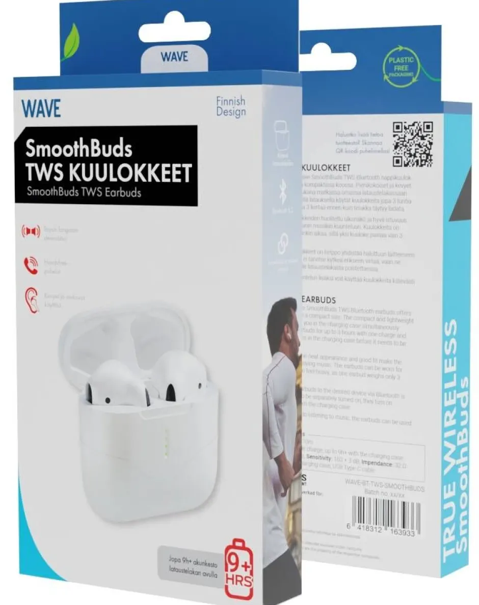 Wave Äänentoisto|Kuulokkeet Ja Puhelintarvikkeet*nappikuulokkeet SmoothBuds TWS Bluetooth valkoinen