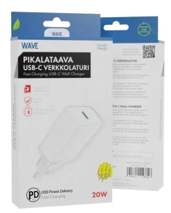 Wave Kuulokkeet Ja Puhelintarvikkeet*verkkolaturi pikalataava 20 W Type-C latauspäällä valkoinen