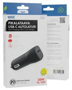 Wave Kuulokkeet Ja Puhelintarvikkeet*verkkolaturi pikalataava 20 W Type-C latauspäällä musta