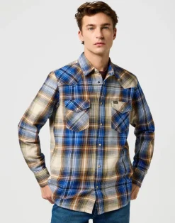 Wrangler Kauluspaidat*paita 112371431 Western Indigo Shirt Blue Brown